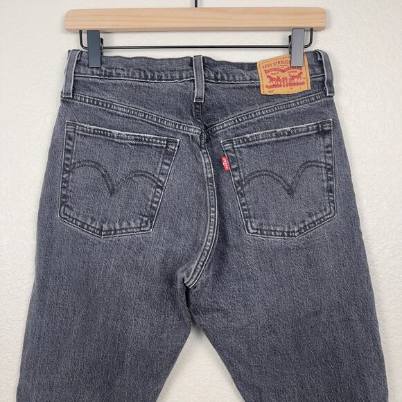 Levi's 501 Skinny Denim Jeans Washed Black 26 Button Fly‎ Frayed Hem Classic - Picture 10 of 16